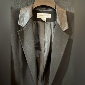 Rena Rowan Vintage Black Blazer with Faux Leather Collar